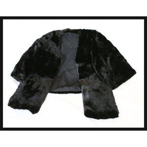 vintage 1950's era soft black real mouton lamb fur shrug / cape - signed L D